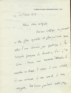1870 - 1963. Romancier. Académie française. L.A.S. datée 10 février 1927.. BORDEAUX Henry