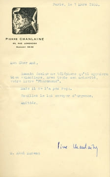 1885 - 1969. 3 L.A.S. . CHANLAINE Pierre