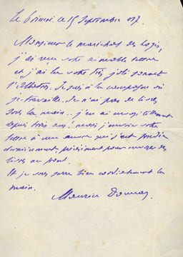 1862 - 1945. Auteur dramatique, du groupe du Chat-Noir. Académie française en 1907. L.A.S. datée 15 septembre 1917.. DONNAY Maurice