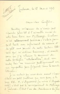 1882 - ?. Littérateur et poète. L.A.S. . PRAVIEL Armand