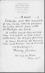 1890 - 1950. Poète et romancier, prix Goncourt en 1924. Président de l’Association des écrivains combattants de 1914-1918. L.A.S.