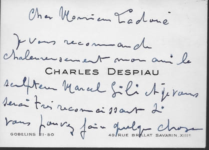 1874 - 1946. Sculpteur et dessinateur, aide de Rodin en 1907, il s’imposa surtout comme portraitiste. L.A.S.