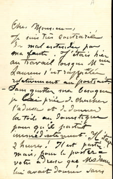 1838 - 1921. Peintre d’histoire. Lettre autographe signée.. LAURENS Jean-Paul