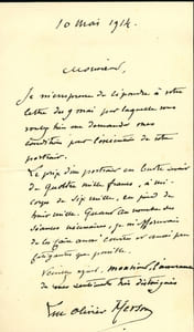 1846 - 1920. Peintre, sculpteur. Lettre autographe signée.