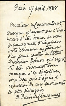 1824 - 1898. Peintre.Lettre autographe signée.. PUVIS DE CHAVANNES Pierre