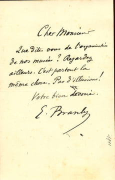 1844 - 1940. Universitaire et physicien. Connu principalement pour son invention du radioconducteur.  Lettre autographe signée.. BRANLY Édouard