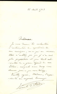1851 - 1931. Compositeur. Un des fondateurs de la Schola Cantorum (1896). Lettre autographe signée.