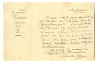 1836 - 1936. femme de lettres, elle tint un salon célèbre, haut lieu de l’antidreyfusisme. Lettre autographe signée datée 10 août 1918.