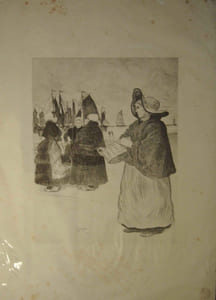(Femmes aux paniers - retour de pêche - Bretagne)