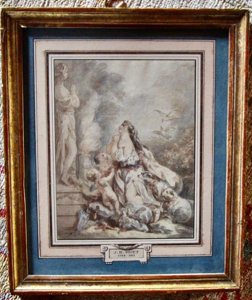 ( Jeune femme entour&eacute;e d’amours implorant une divinit&eacute; ). HU&Euml;T Jean-Baptiste