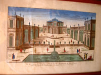 Vue du château de St Ildefonse, prise en fasce des appartements du roy d’Espagne.