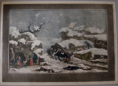 La calèche renversée. Effet de neige
