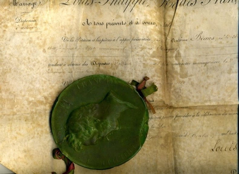 Dispense d’alliance. LOUIS-PHILIPPE