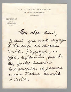 Lettre autographe signée.