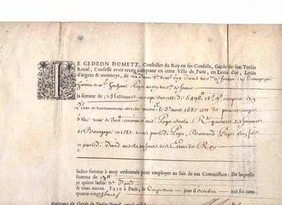 Du 5 octobre 1683. Quittance.