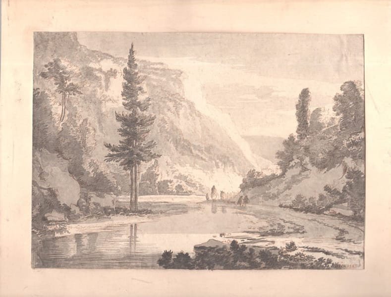 Paysage montagneux, anim&eacute; de personnages. HACKAERT Jan