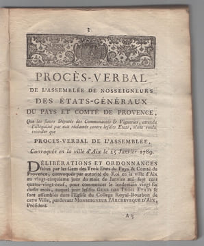 Procès-verbal des États de Provence, que les sieurs Députés des Communautés & Vigueries n'ont voulu intituler que Procès-Verbal de l'Assemblée ...