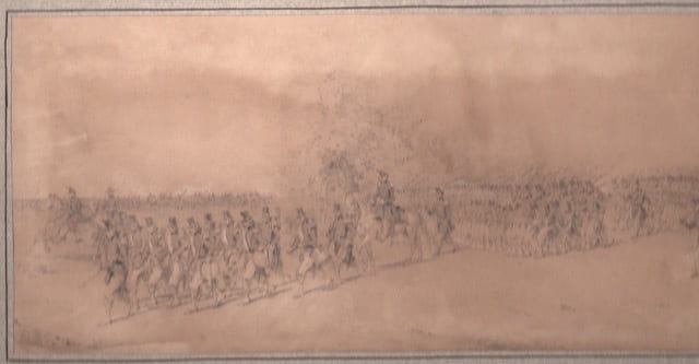 Troupe en marche. PEZOUS Jean (1815-1885)