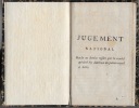 Jugement national rendu en dernier ressort par le comité général des diettines du palais royal à Paris. TROMPETTE et HAUTECONTE
