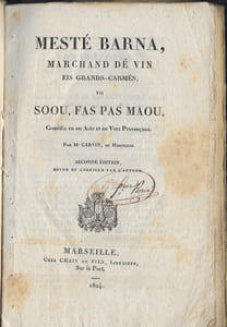 Mesté Barna, marchand dé vin eis Grands-Carmès, vo soou, fas pas maou.