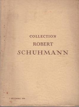 Catalogue de tableaux anciens. Collection Robert Schumann
