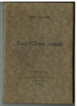 Dans l'Ordre sensuel.. FAYARD (Jean).