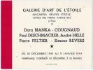 Carton d'invitation de la Galerie d'Art de l'Etoile, avenue des Ternes du 10 décembre 1943 au 15 janvier 1944.. HELLE (André).
