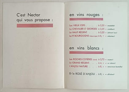 Encart des Etablissements Nicolas. C'est Nectar qui vous propose...Tarifs courants.