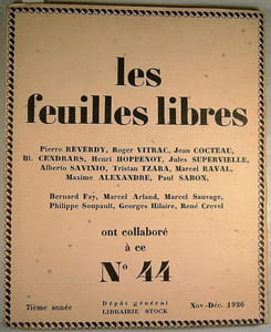 REVUE Les Feuilles Libres. N°44. 7ème année. Nov-Déc. 1926.
