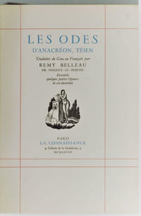 Odes. Traduites du Grec en Français par Remy Belleau de Nogent-au-Perche.