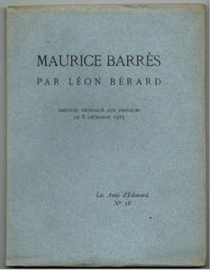 Maurice Barrès. Discours prononcé aux obsèques le 8 décembre 1923. 