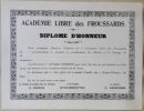 Diplôme d'honneur. Académie libre des Froussards. . ANONYME. 
