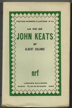 La vie de John Keats.. ERLANDE (Albert).