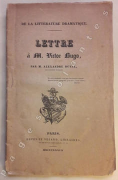 De la littérature dramatique. Lettre à M. Victor Hugo.. DUVAL (Alexandre). 