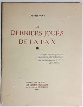 Les derniers jours de la paix. Gravures de Lucien Jacques.. MAY (Daniel).