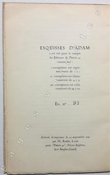 Esquisses d'Adam. . DARMANGEAT (Pierre).