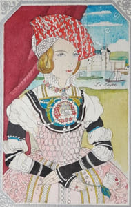 La Dame de Montsoreau. Aquarelle et  encre originale. 27X38 cm. 