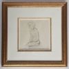 Femme nue assise. Dessin original. 13X13 cm. . MERCIER (Jean -Adrien). 