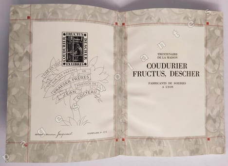 Trentenaire de la Maison Coudurier, Fructus, Descher fabricants de Soieries à Lyon. Préface de Jean Cocteau.. COCTEAU (Jean). 