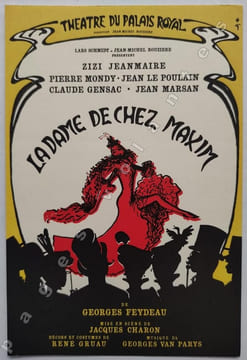 Théâtre du Palais-Royal. La Dame de chez Maxim de Feydeau avec décors et costumes de René Gruau.. GRUAU ( René).