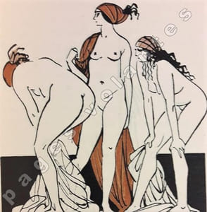 Lysistrata. Traduction de Raoul Veze. Edition illustrée de dessins aquarellés de Carlègle.