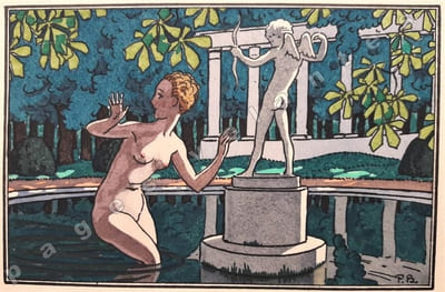 La Leçon d'Amour dans un Parc. Illustré de 45 aquarelles de Pierre Brissaud reproduites au pochoir et retouchées à la main.