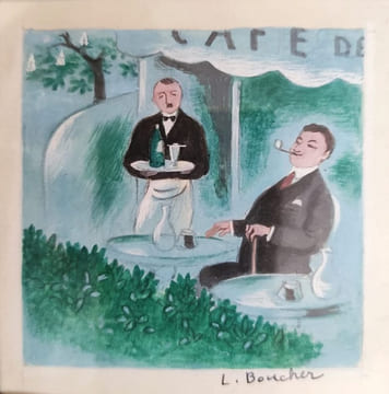 Terrasse de café parisien.. BOUCHER ( Lucien).