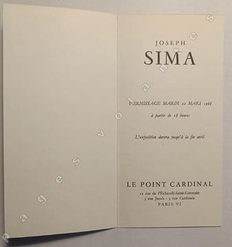 Joseph Sima. Vernissage Mardi 22 Mars 1966. . SIMA (Joseph). 