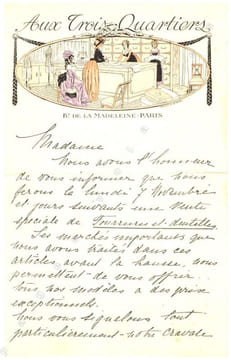 Aux Trois Quartiers. Boulevard de la Madeleine à Paris.. LAMBERT ( Maurice de).