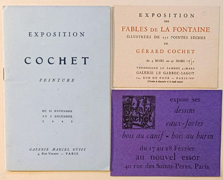 Exposition Cochet. Peinture. Du 12 Novembre au 5 décembre 1942. Galerie Marcel Guiot , 4 rue Volney à Paris.. COCHET (Gérard).