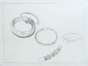 Dessin original  au crayon de bracelets signé O. Foulon. par JOAILLERIE.