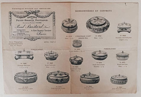 Fabrique de petit bronze fantaisie. Ancienne Maison Faivre. Paul Bastard, Successeur. Montures de cristaux, porcelaines, faïences, Bleu de Sèvres. 5 ...