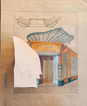 Transformation de la Porte d'Entrée " A la Grande Manufacture". Dressé par l'architecte soussigné A. Rocher le 13 Janvier 1932.. ARCHITECTURE.