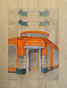 Transformation de la Porte d'Entrée " A la Grande Manufacture" . Dressé par l'architecte soussigné A. Rocher le 12 Mars 1932. par ARCHITECTURE. - Image 1
